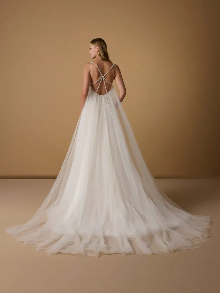 Abito da sposa A-line con scollo a V e schiena arrotondata - Nicole Milano - Meli